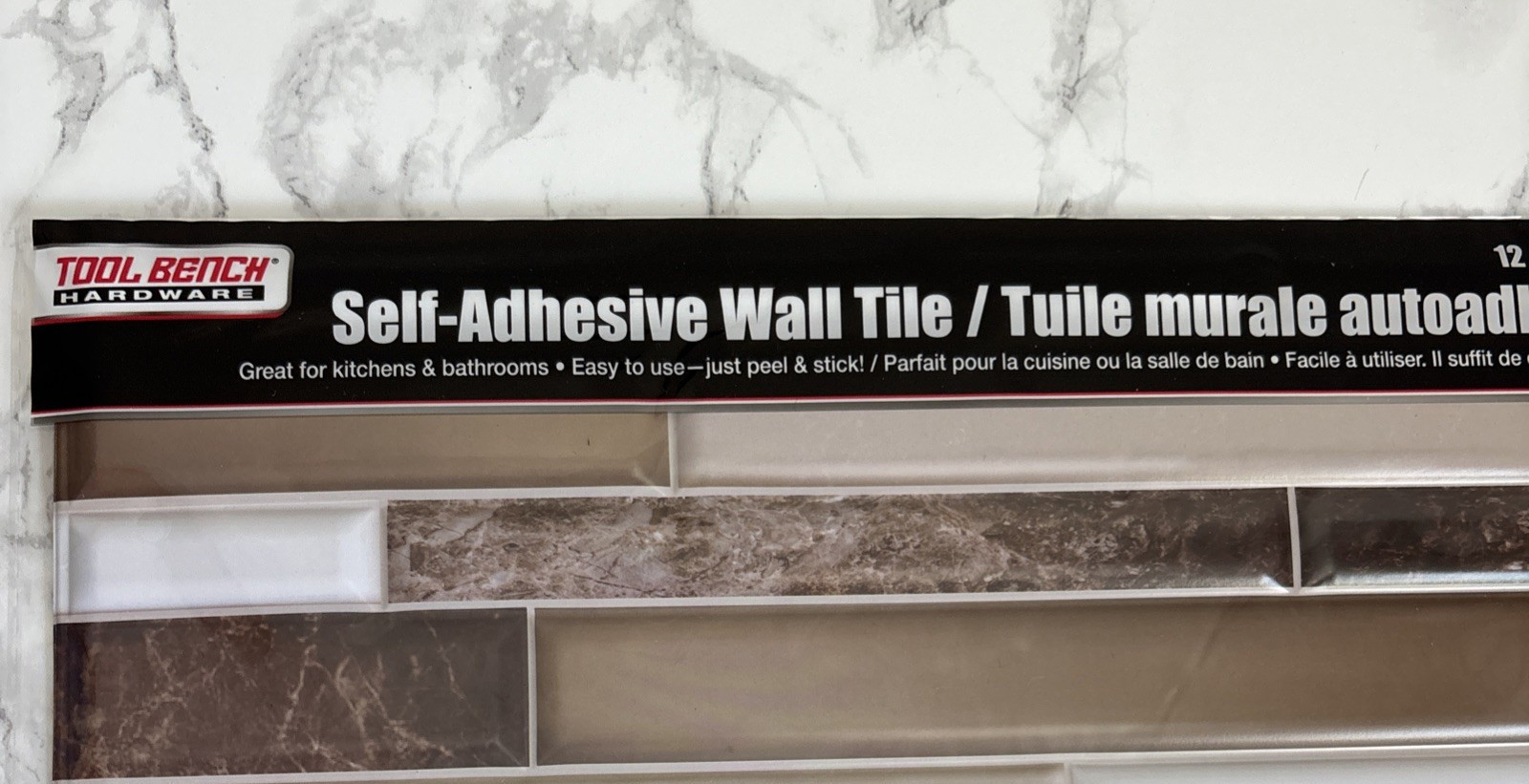 10 Packs Plastic Wall Tile Peel & Stick Brown & White Tool Bench Mosaic 12″x12″