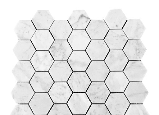 Carrara White Gray 2″ Hexagon Glossy Marble Mosaic Floor Tile Backsplash Bath