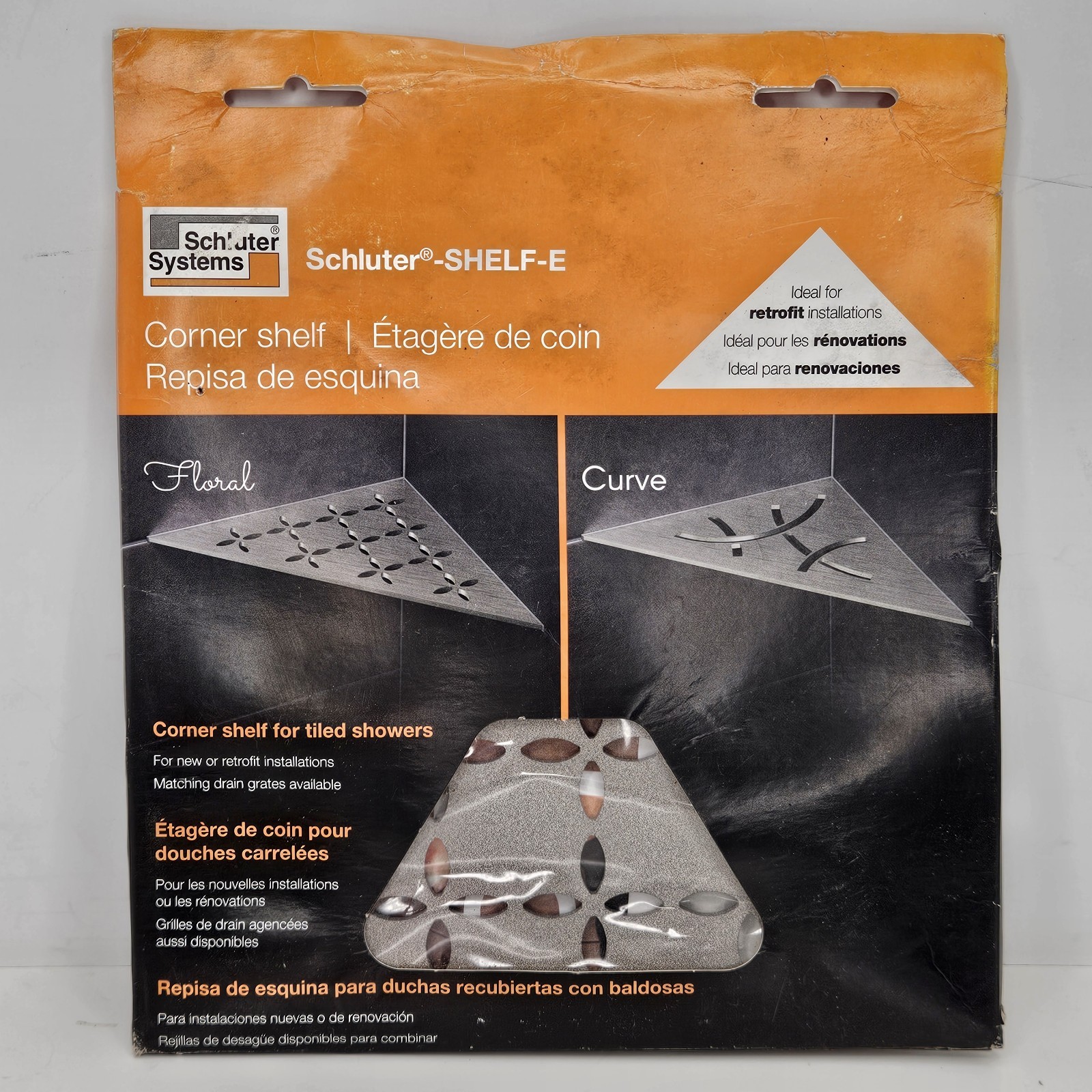 Schluter SHELF-E Triangular Floral Design Stone Grey SES1D5TSSG Shower Shelf