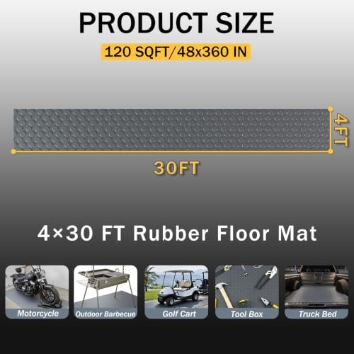 Garage Floor Mat, 2mm Thickened PVC Coin Pattern | Non-Slip 4×30 FT Gray(Coin)