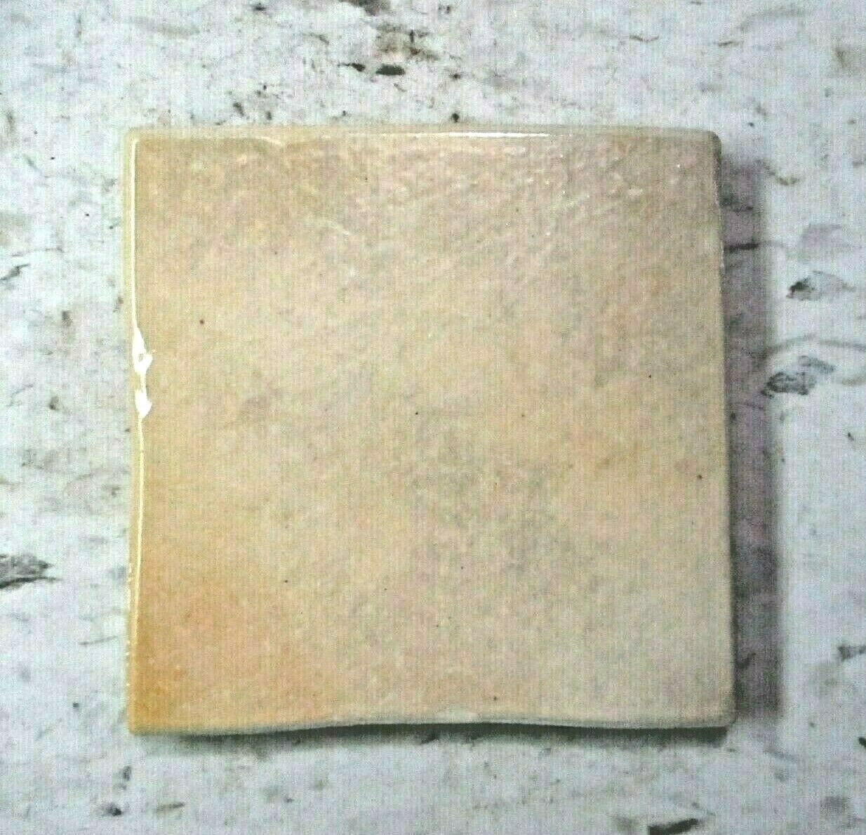 1 Floor Tile Italy Gloss Beige Roughly 3-7/8″ Sq. Porcelain MCM Made Imperfect