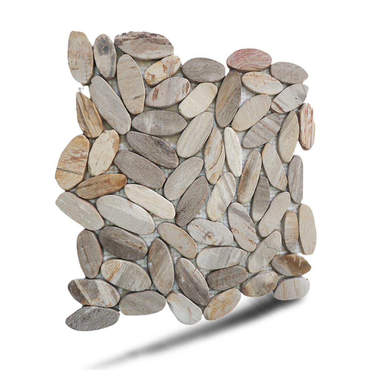 Oval Petrifiedwood Floor and Wall Mosaic Tile