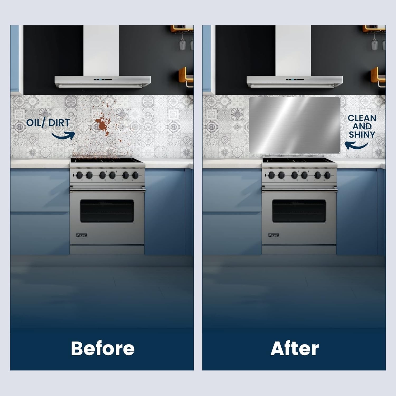 Kitchen Elegance: Reversible Metal Backsplash 36″ x 24″ – Easy Installation