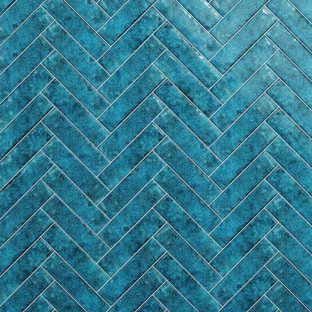 Moze Blue 3 In. X 12 In. 9 Mm Ceramic Wall Tile (22-Piece 5.38 Sq. Ft./ Box)
