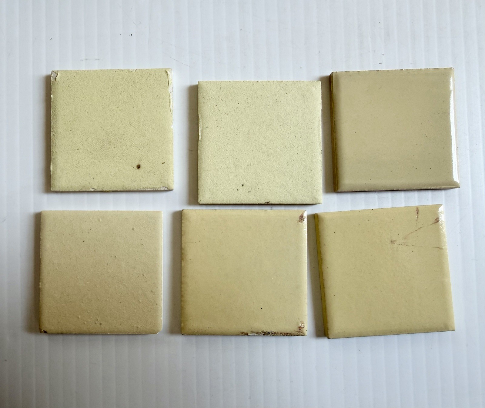 Mixed Lot Of Vintage 2” Square Ceramic Tiles MCM Kitchen Bath Beige, Yellow