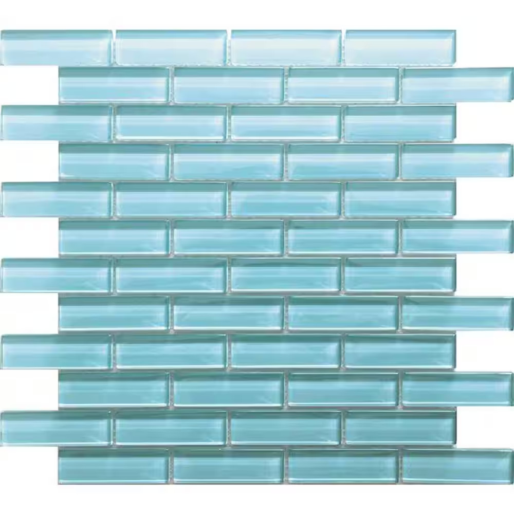 Light Blue 11.9 In. X 11.9 In. Polished Glass Mosaic Tile (4.92 Sq. Ft./Case)