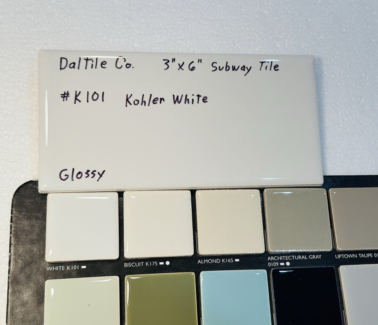 1 pc. Kohler White by Daltile #K-101: 3″ X 6″ Glossy Ceramic Tile, New Stock