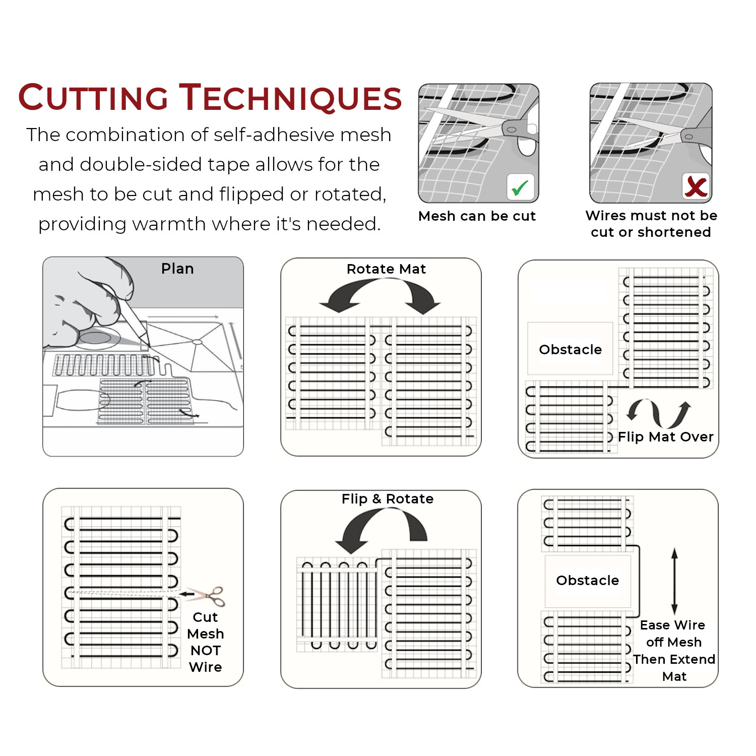 LuxHeat Mat Kit 120v (10-150sqft) Electric Radiant Floor Heating System Tile and