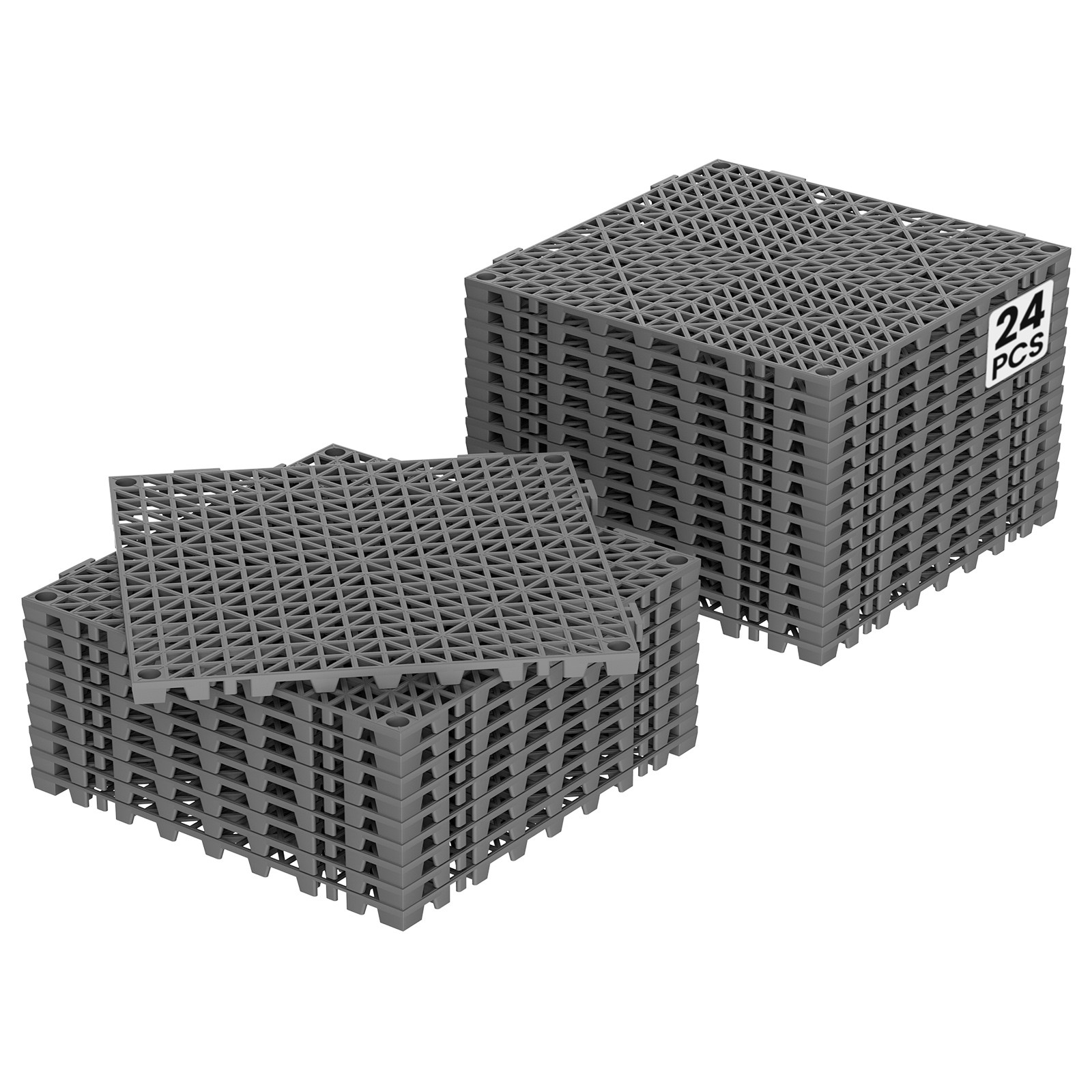 24/36/50 Pcs 12″x12″ PVC Interlocking Garage Floor Tiles Vented Water Drainage