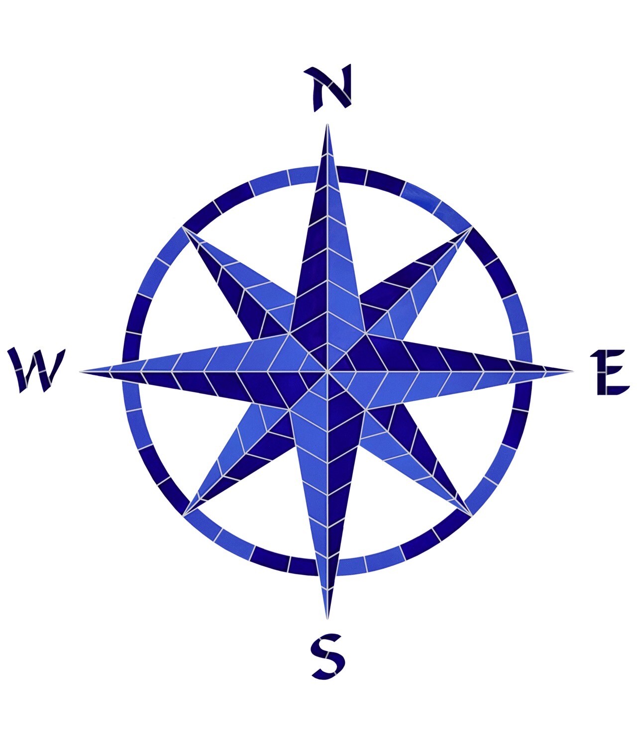 Mosaic Eight Point Compass for Swimming Pool or Wall Blue 42″ – FREE SHIPPING