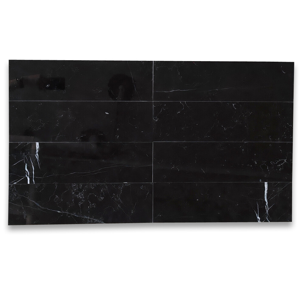 N43AP Nero Marquina Black Marble 6×18 Wall and Floor Tile Polished, 99 sq.ft.