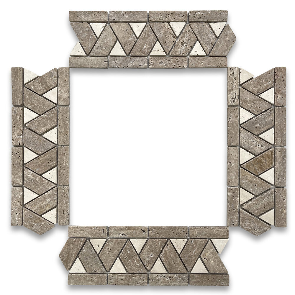B0094T Marble Mosaic Border Accent Listello Tile Piza Tan 4.1×11.3 Tumbled