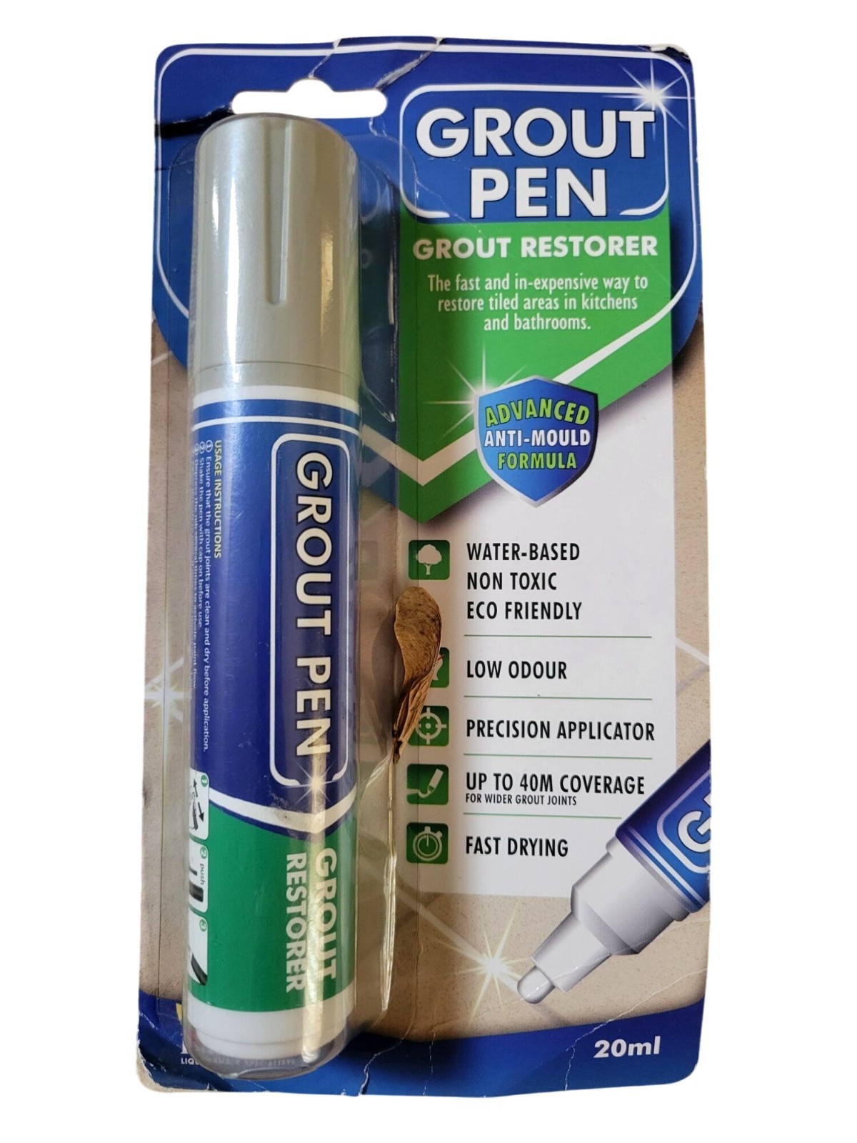 *NEW* Grout Pen Light Grey Tile Paint Marker Light Grey, Wide 15mm Tip (20mL)
