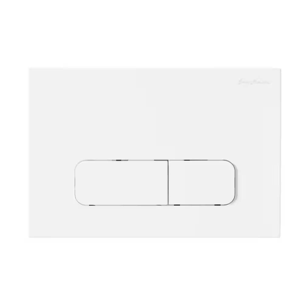 Wall Mount Dual Flush Actuator Plate with Rectangle Push Buttons in Matte White