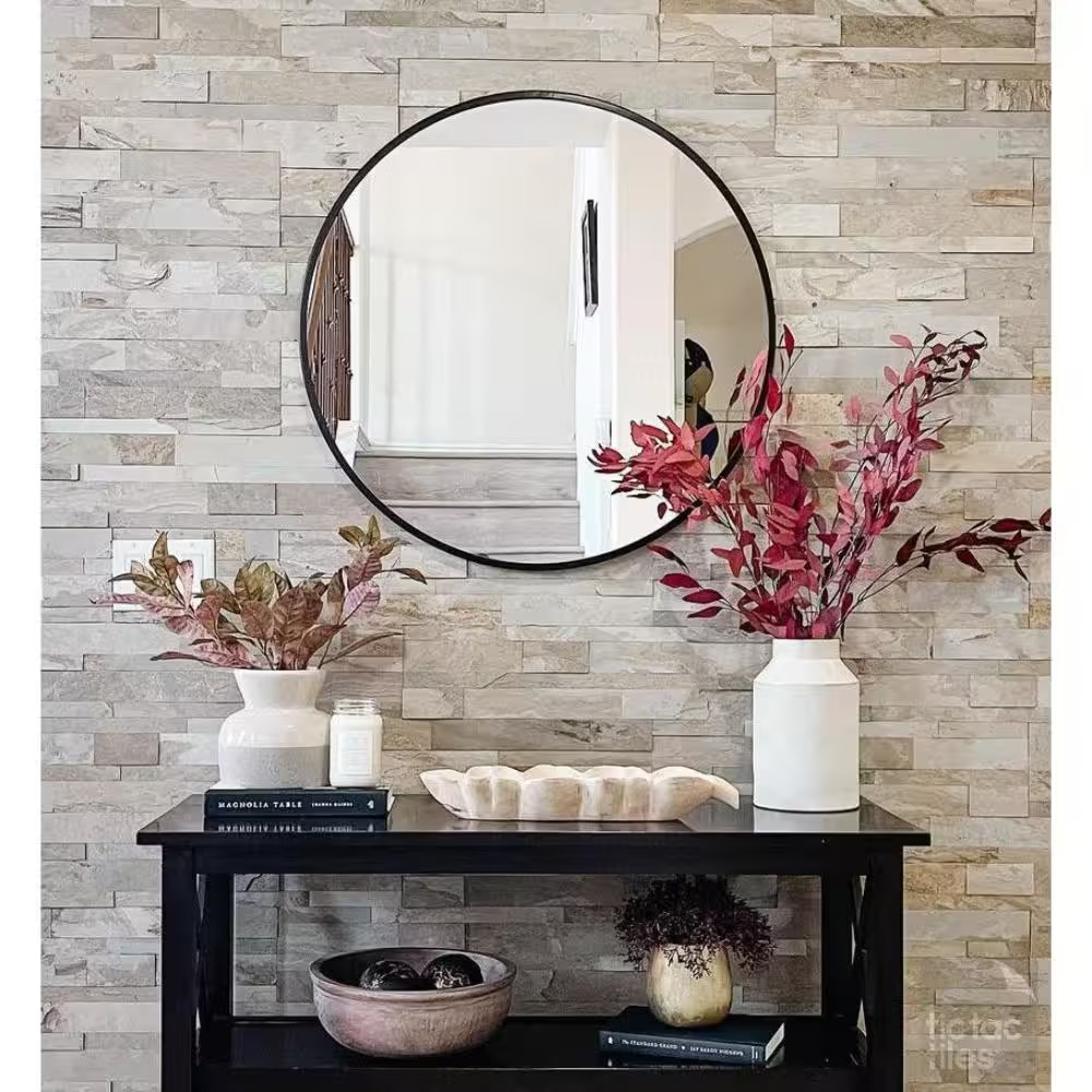 12-Sheets Brown 24 In. X 6 In. Peel, Stick Self-Adhesive Decorative 3D Stone Til