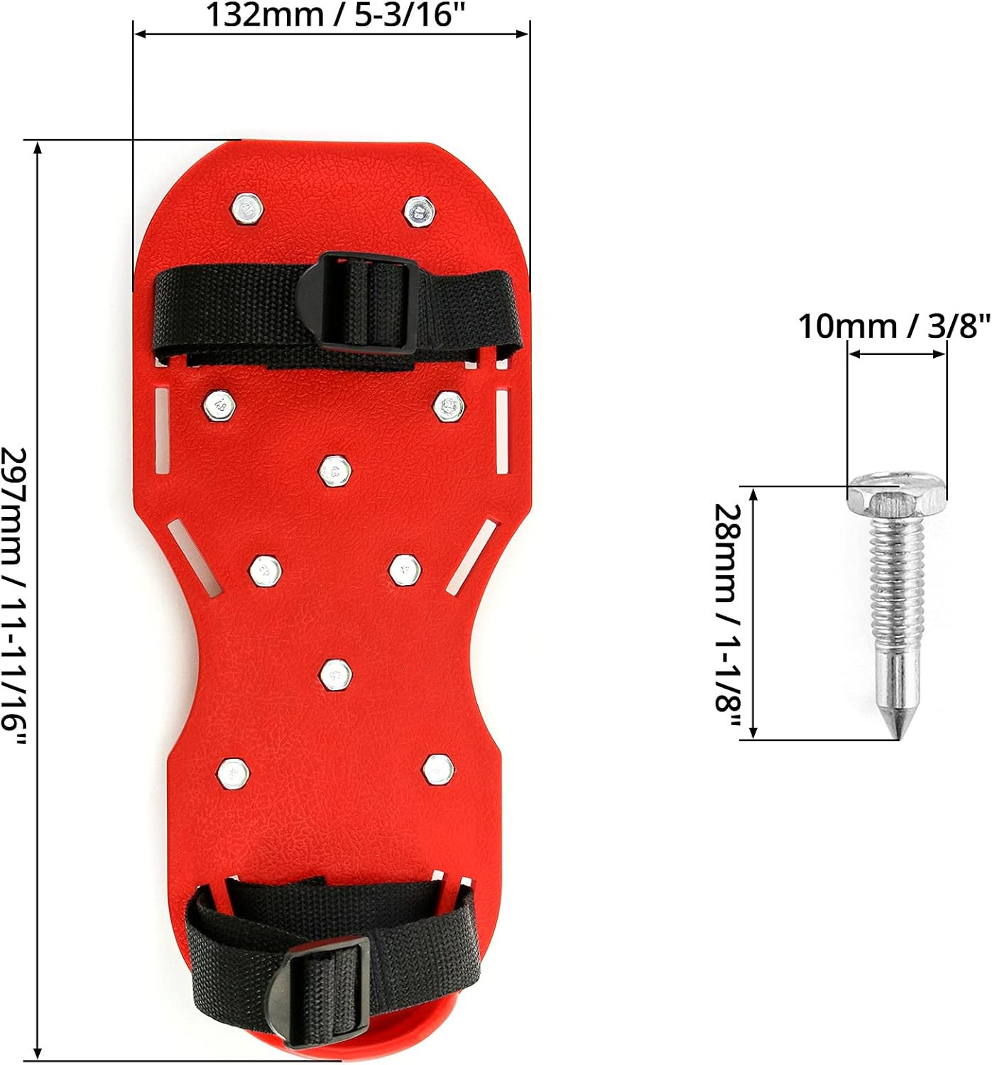 Spiked Floor Shoes for Epoxy & Overlays, Short Spikes, Strap Fastening, Pair 2pc