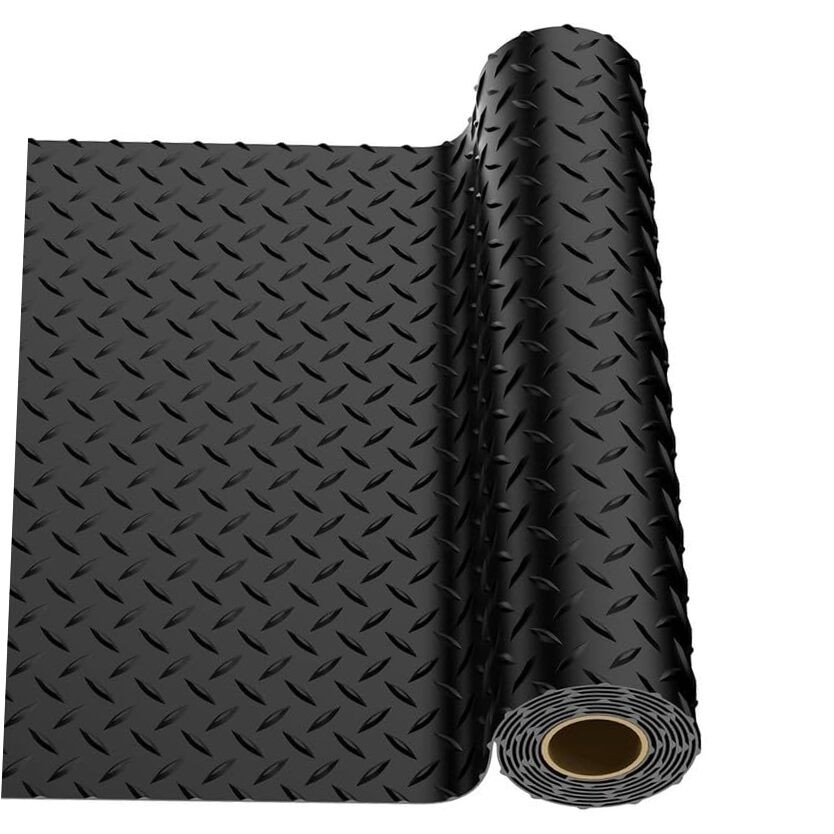 Garage Floor Mat, PVC Flooring Roll Thickened Garage Mats, Heavy 2FTX4FT Black