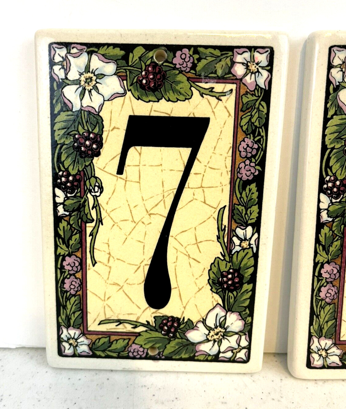 Lot Of 2 ~ Decorative House Address Numbers ~ 7 & 8 ~ Ceramic Tiles ~ New