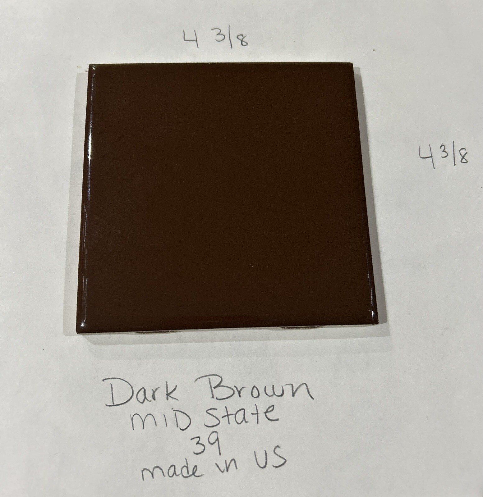 4 3/8 Midstate Tile Dark brown and Never Used. I Have 25. $5.00 Each