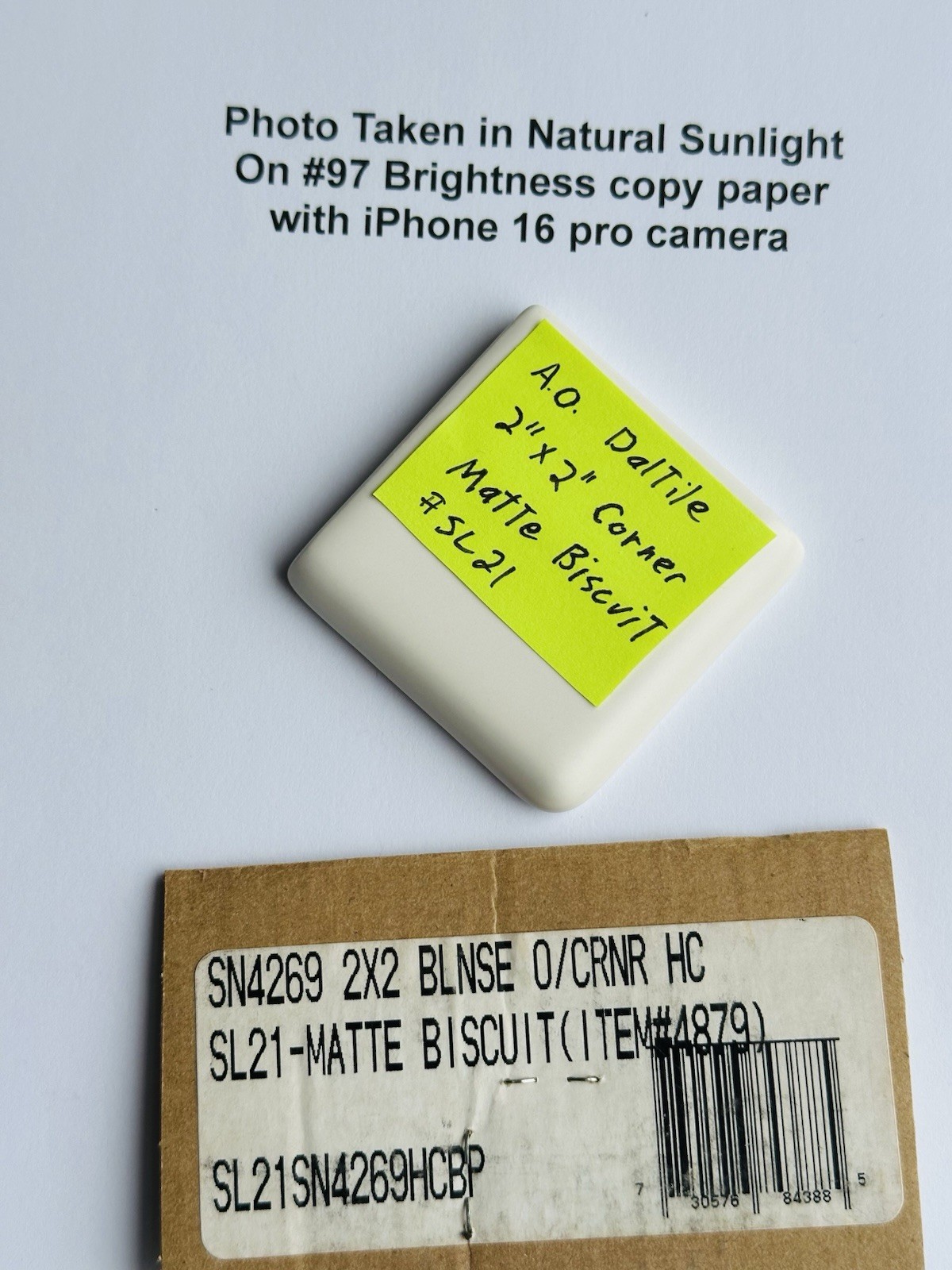1 pc. Matte Biscuit 2″ X 2″ X 5/16″ Ceramic Surface Bullnose Corner Tiles, NEW