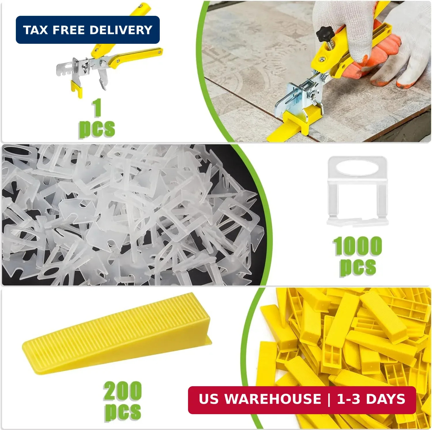 Tile Leveling System 1/8″Kit, 600pcs Tile Leveler Spacers Clips+200pcs Reusable