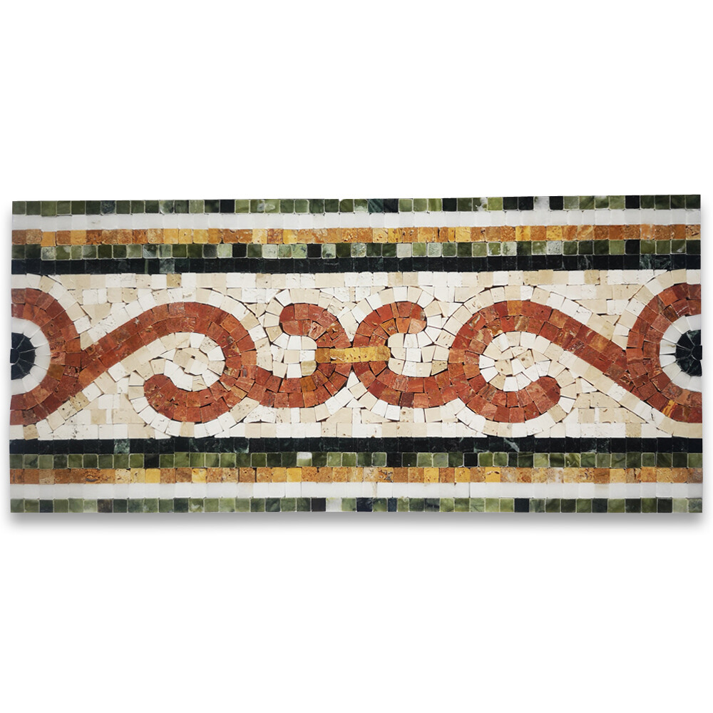 B0113P Coral Seagrass 8.3×17.7 Marble Mosaic Border Listello Tile Polished