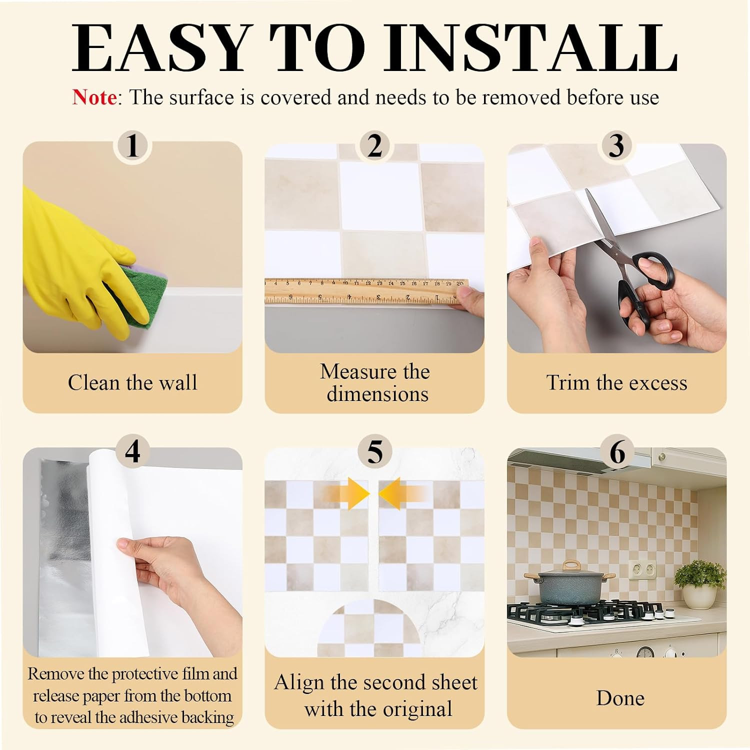 10 Pcs Heavy-Duty Peel and Stick Backsplash Checkered 11.8″ X 11.8″ Kitchen 3D A