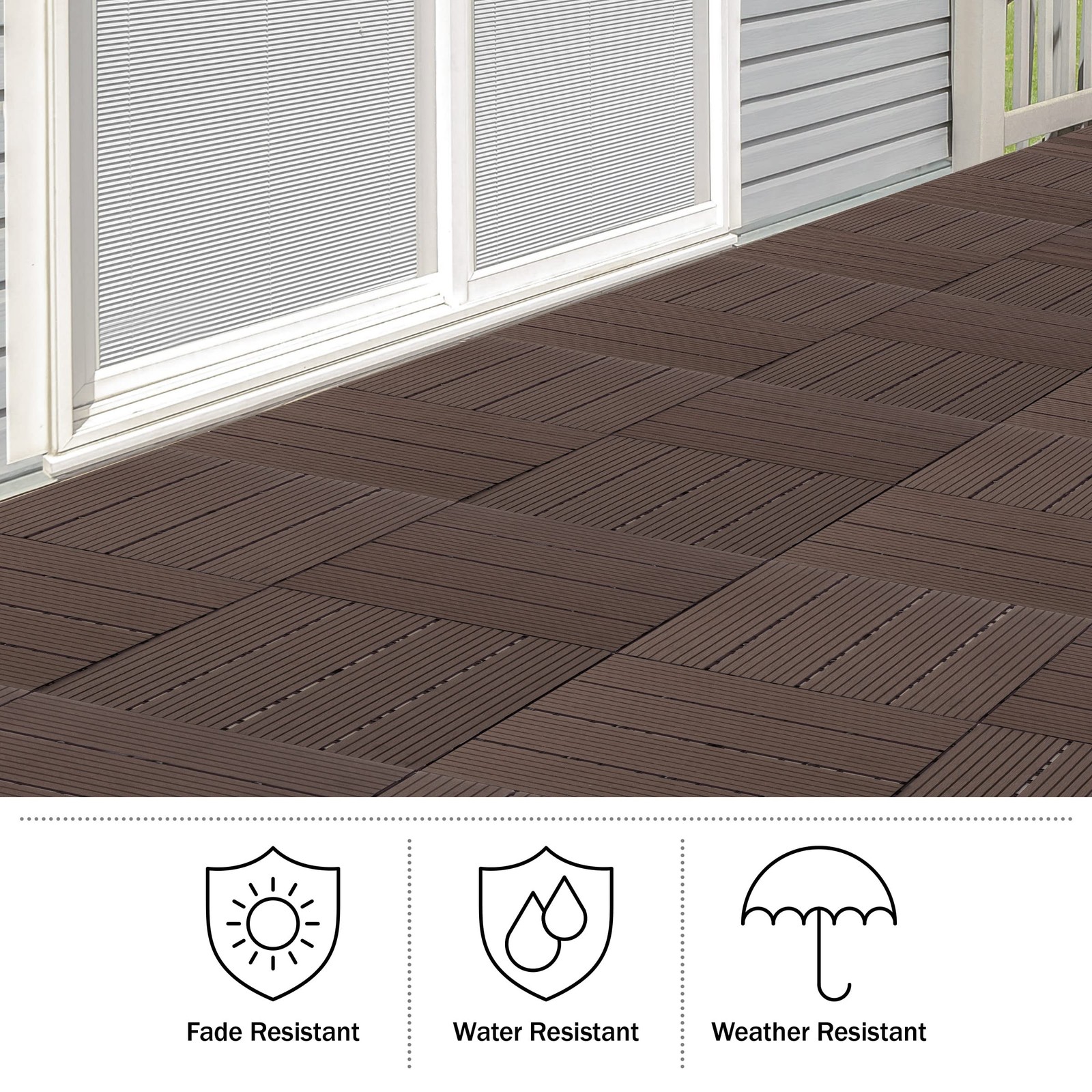 Interlocking Deck Tiles – 30-Pack 11.6-in Wood Plastic Composite All-Weather …