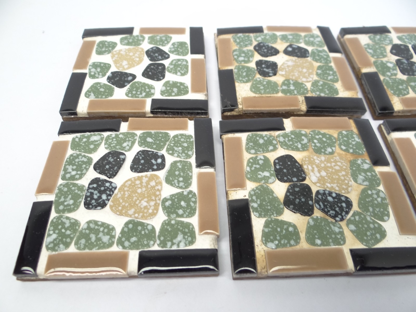 Small Modern Brown Black Green 2.75” x 2.75” Square Decorative Tiles