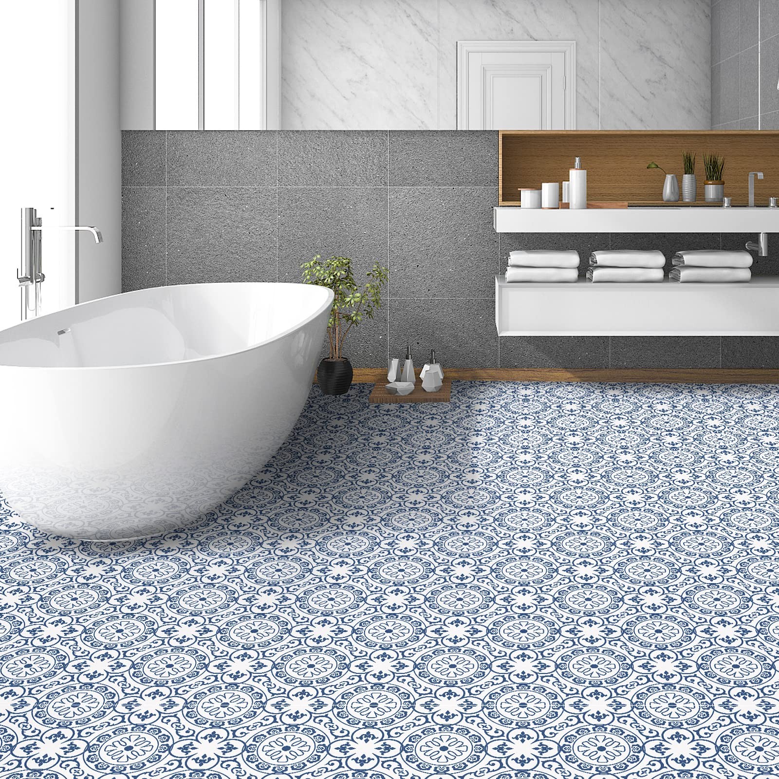 Peel-Stick Floor Tiles 8×8 Inches Self-Adhesive DIY Vinyl Flooring