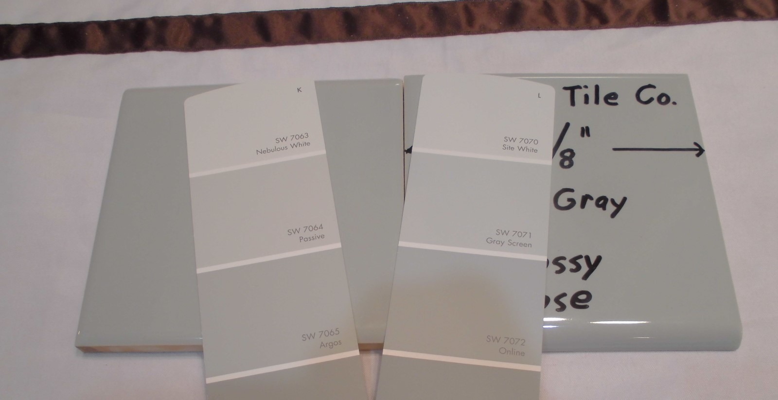 9 pcs. Vintage *Medium Gray* 4-3/8″ Glossy Ceramic Bullnose by National Tile Co.
