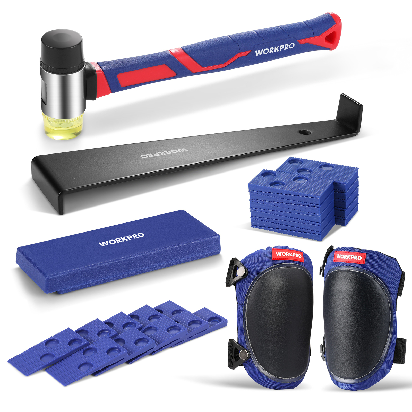WORKPRO Laminate Flooring Installation Kit- Rubber Mallet with Fiberglass Handle