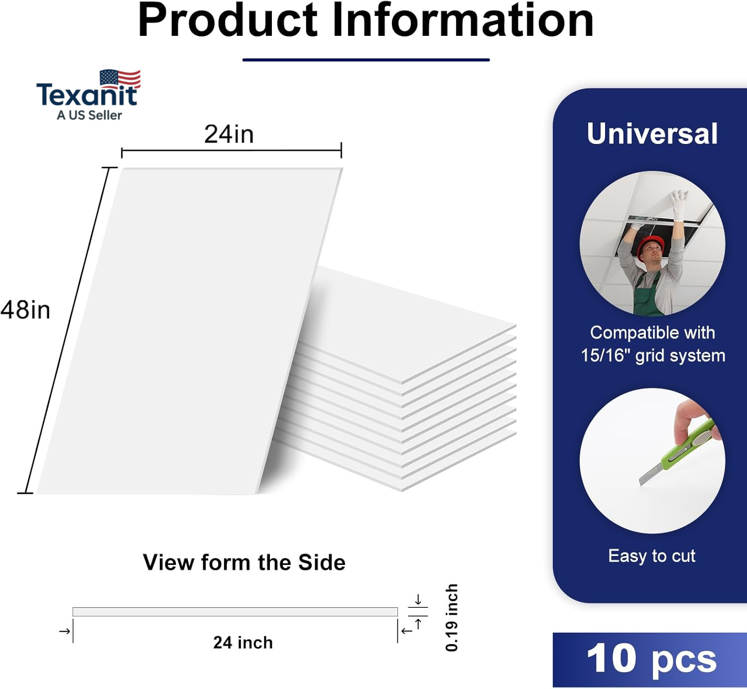 Premium PVC Smooth Drop Ceiling Tiles 2Ft X 4Ft – Waterproof, Fire-Rated, Washab