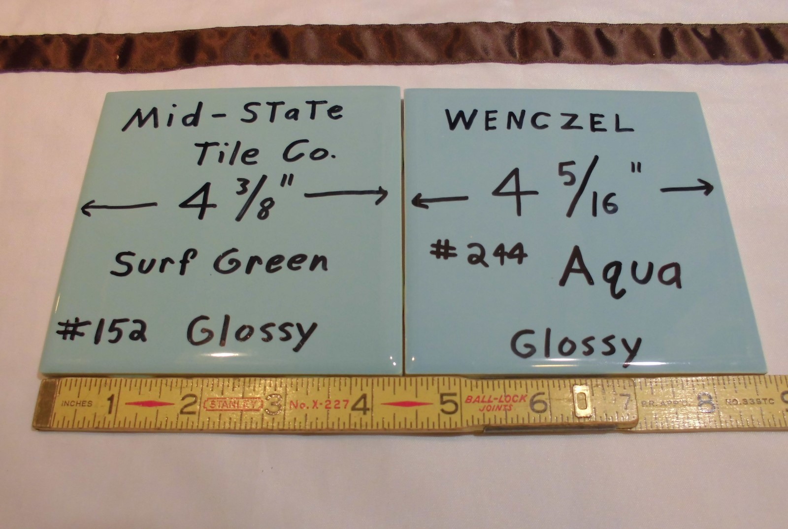 1 pc. Glossy Ceramic Tile *Blue-Green* by Wenczel Tile Co. 4-5/16″ Aqua Color