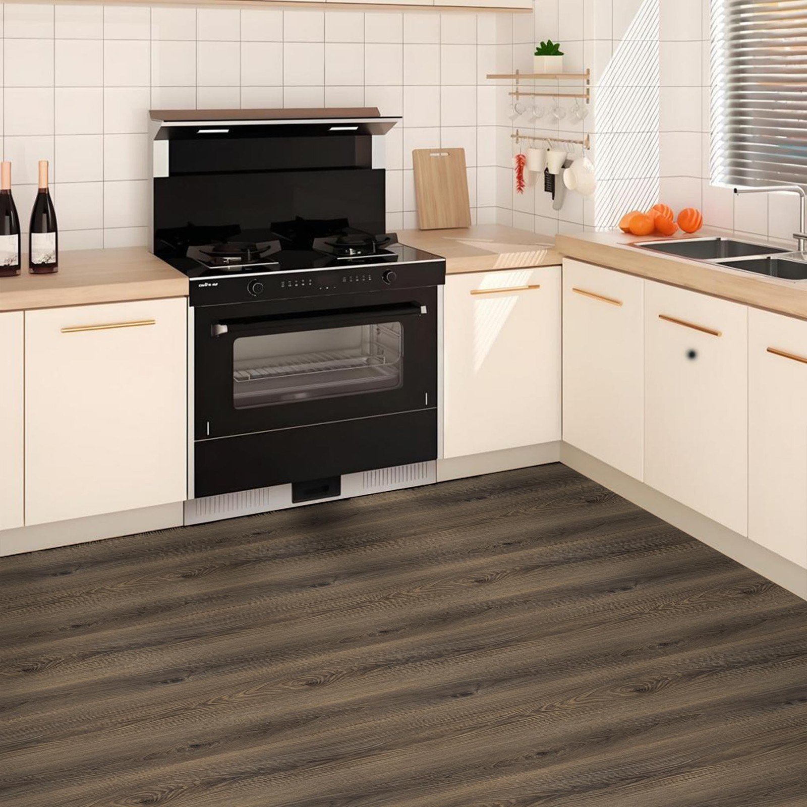 Dureidos Peel and Stick Floor Tiles: 11.8″ x 138″ Waterproof Vinyl Flooring R…