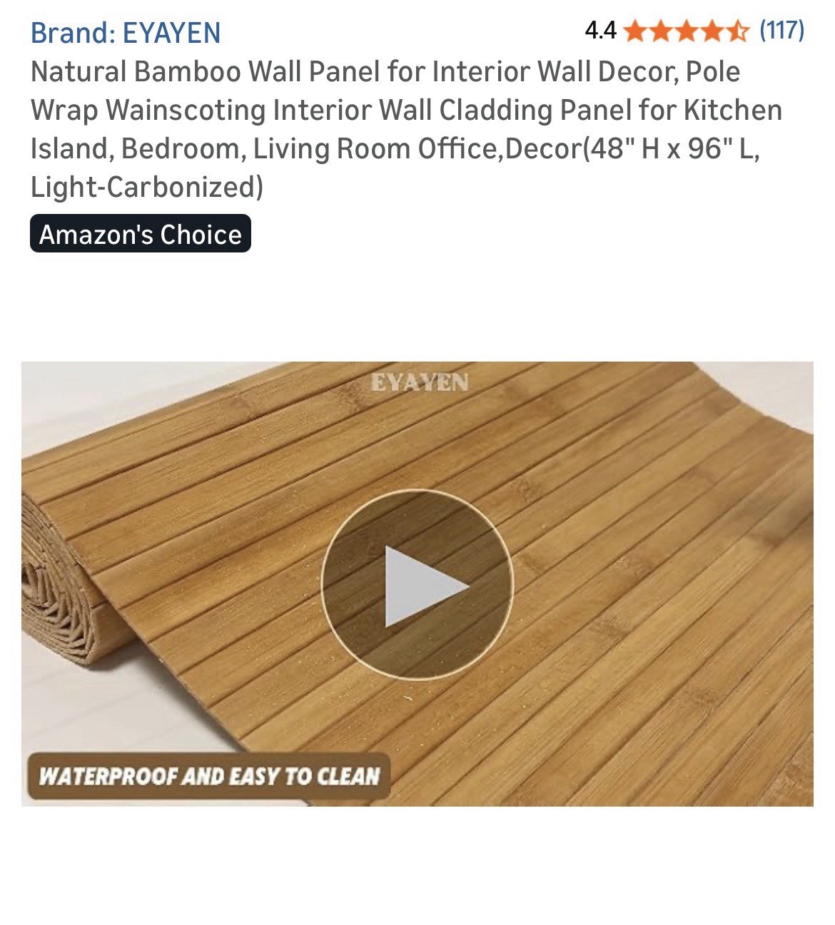 Natural Bamboo Wall Panel for Interior Wall Decor, Pole Wrap Wainscoting (S195)