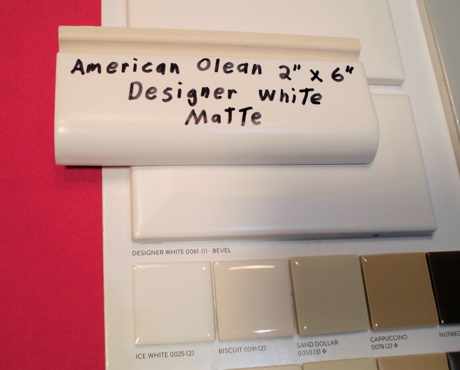 6 pcs. Matte White 2″ X 6″ X 5/8″ Ceramic Radius Bullnose Tile: Designer White