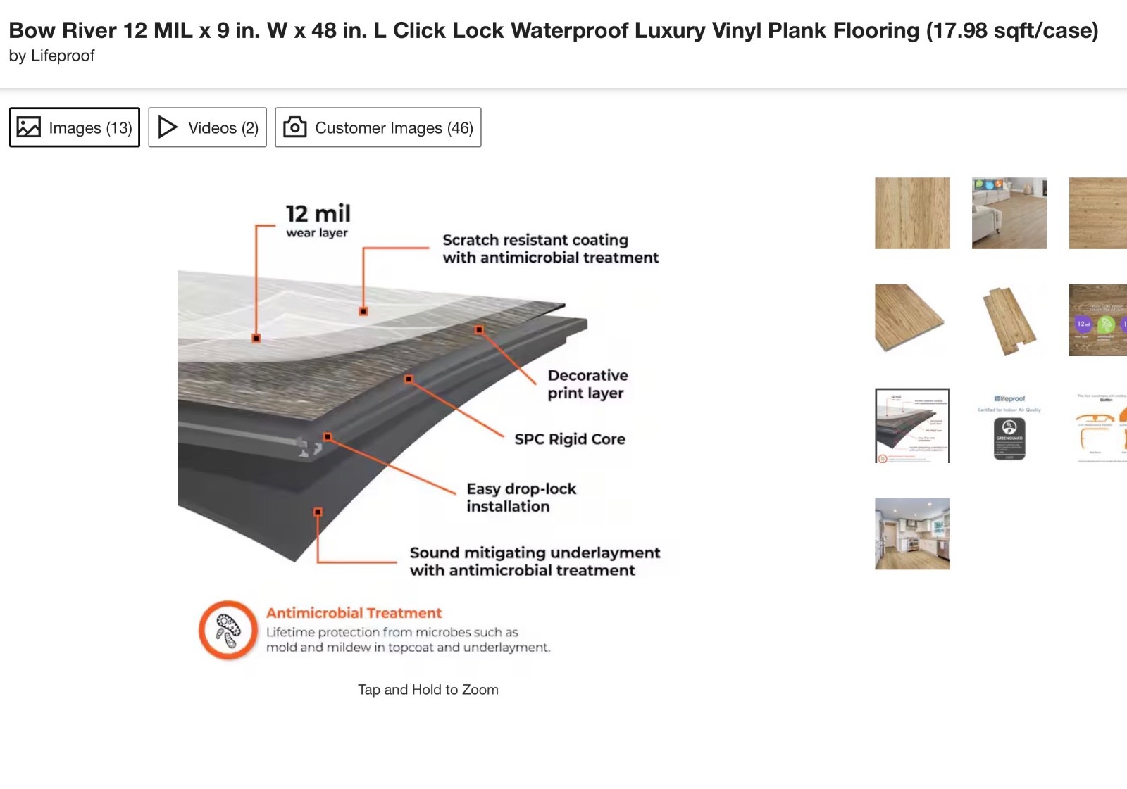 Lifeproof Plank Flooring Waterproof Luxury Vinyl Fresh Oak (20.1-sq-ft/case)