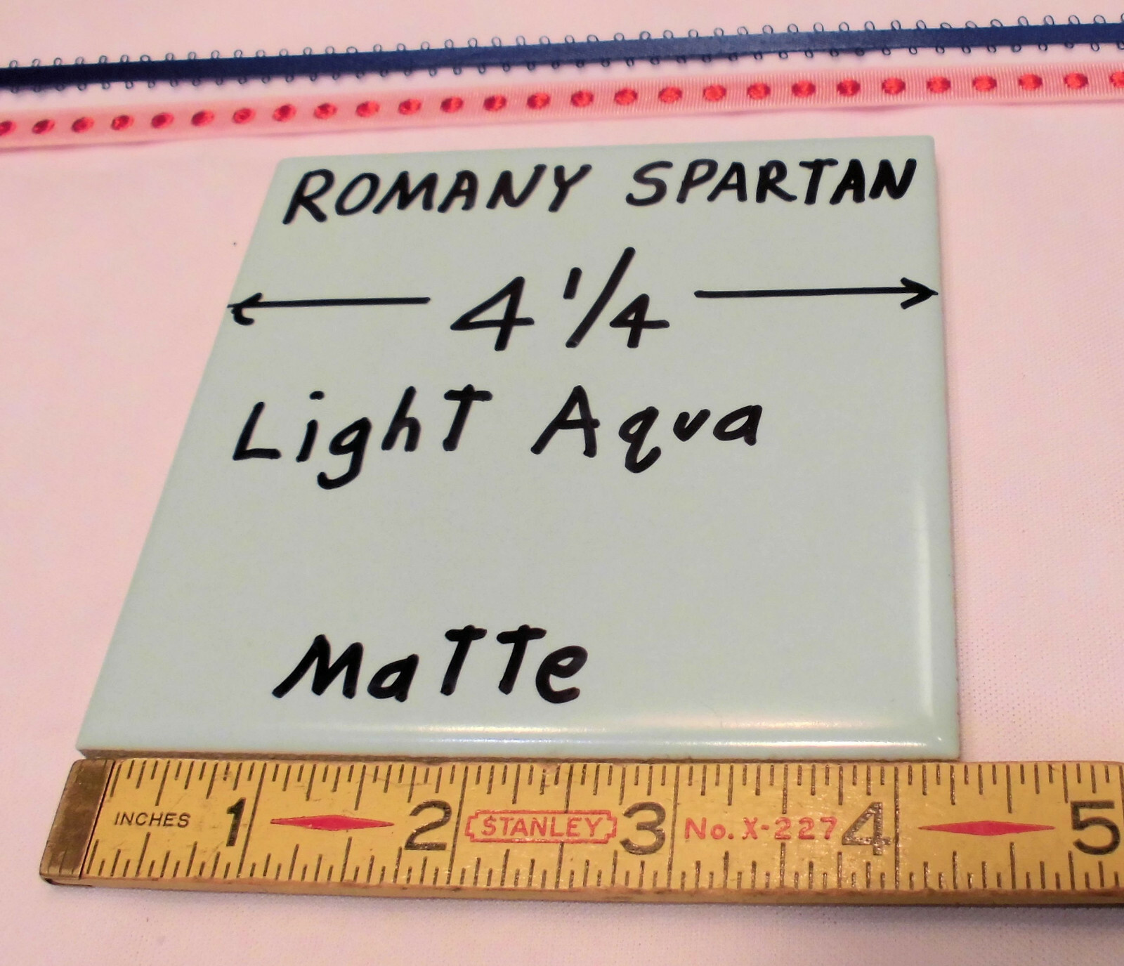 1pc. *Aqua / Light Blue * 4-1/4″ Matte Ceramic Tile; Romany Co. Made 1940’s