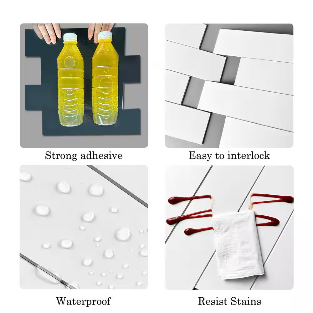 White Long Subway 10.83 In. X 11.81 In. SPC Peel and Stick Backsplash Tile (0.9