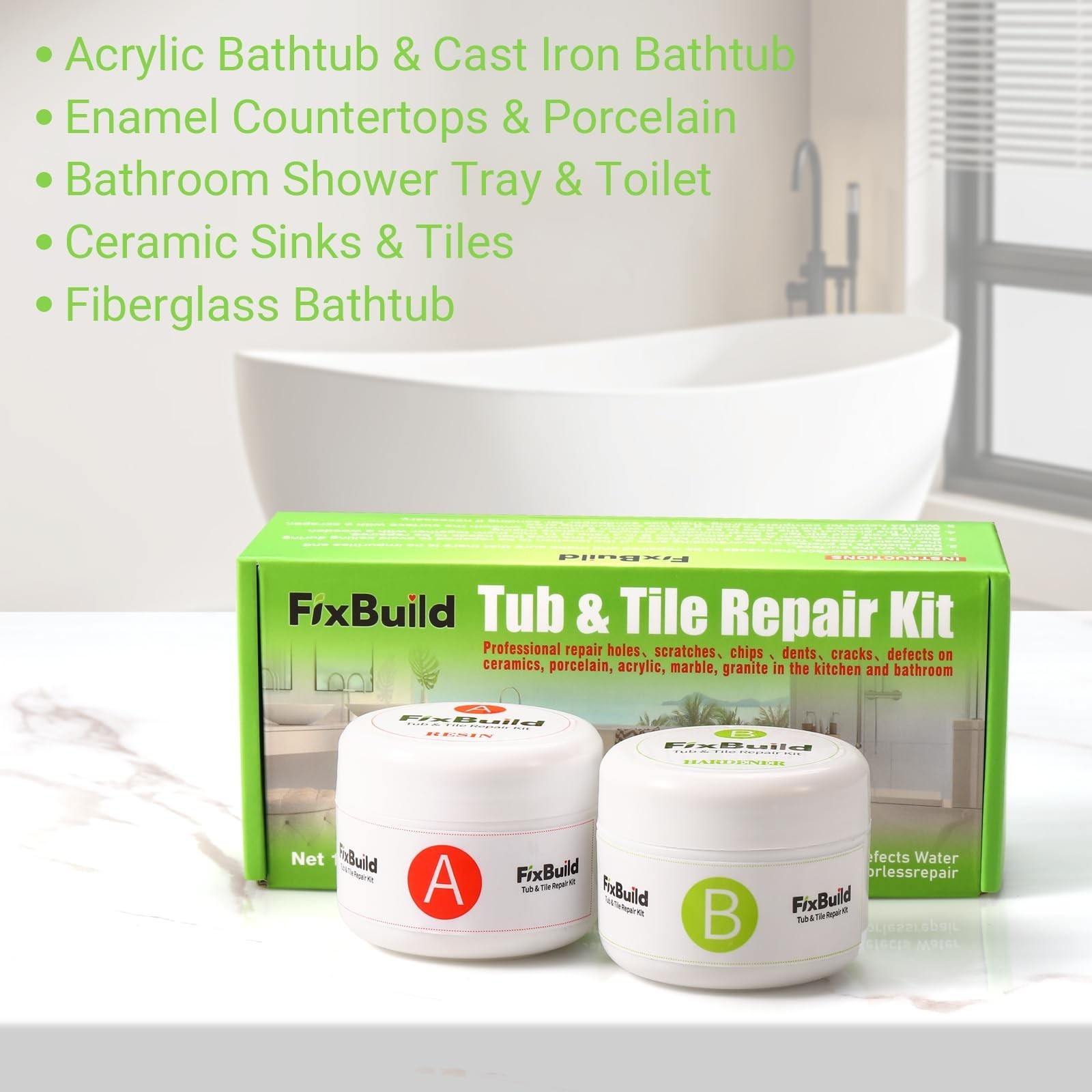 Tub Repair Porcelain Repair Kit, Crack Repair Kit for Bathtubs, Sinks, Marble…