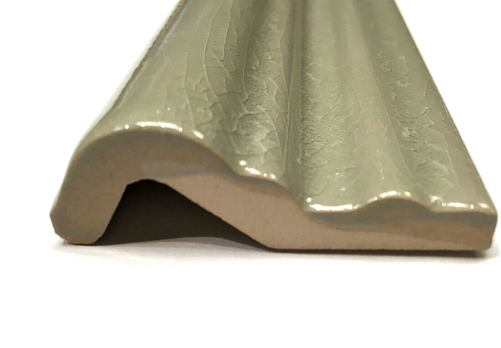 2×6 Silver Crackled Gray Crackled Ceramic Trim Molding Tile Floor Accent Bath