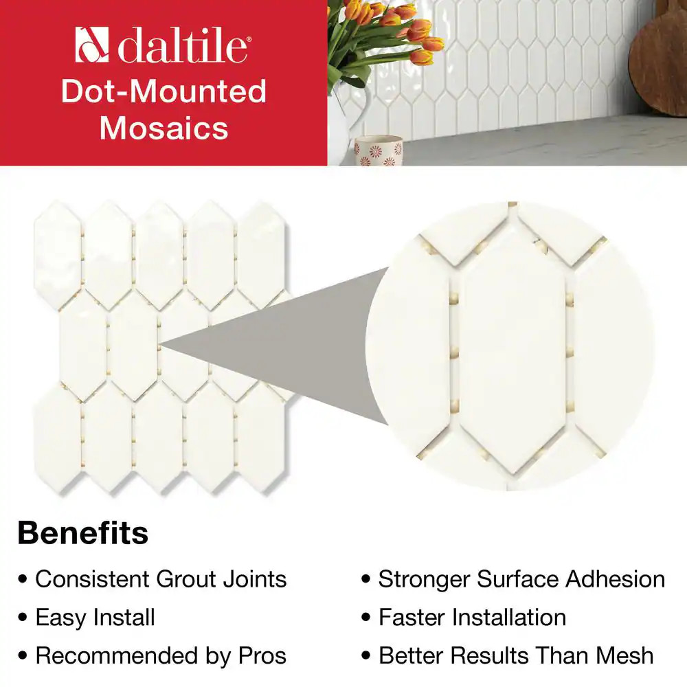 Luxecraft White 11 In. X 12 In. Glazed Ceramic Picket Mosaic Tile (8.76 Sq. Ft./
