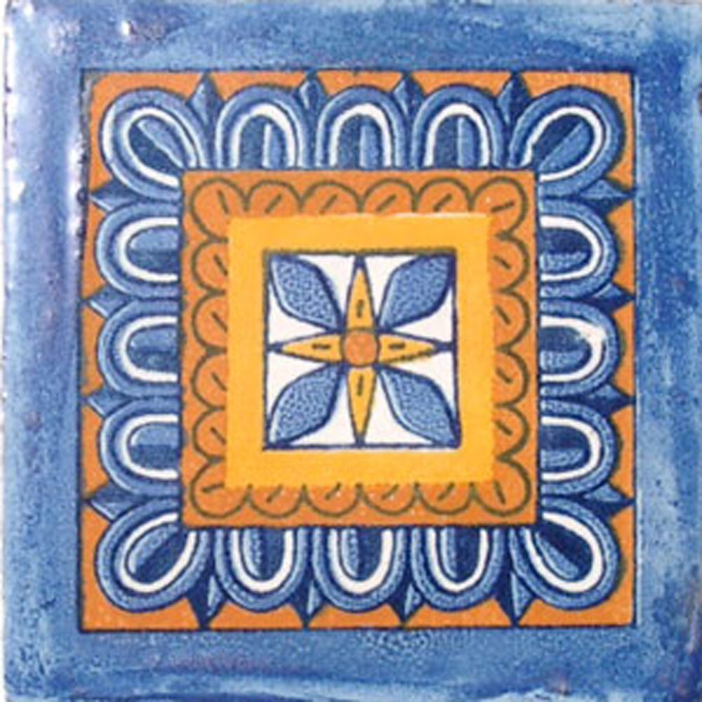 #C034) Mexican Tile sample Ceramic Handmade 4×4 inch, GET MANY AS YOU NEED !!
