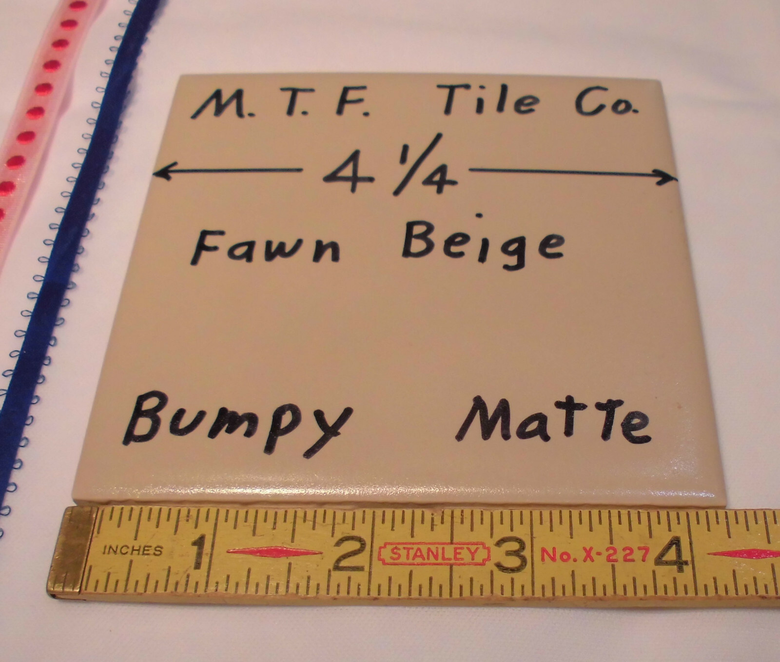 1 pc. Fawn Beige – Light Brown: 4-1/4″ Bumpy Matte Ripple Ceramic Tile, Monarch