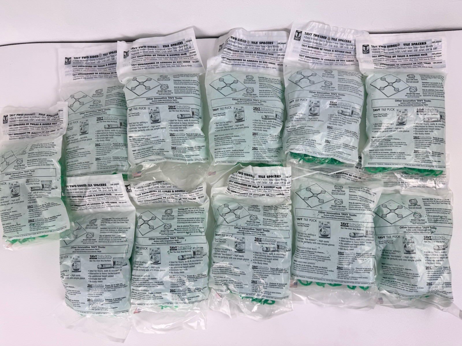 11Pack TAVY Two Sided Tile Spacers 100 pieces 1/16″ 1.5 mm T-Spacers Made In USA