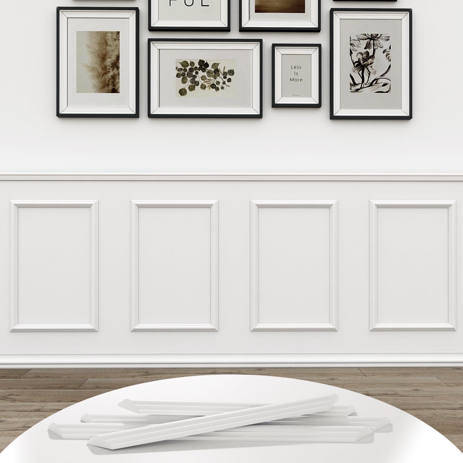 Peel and Stick Wall Molding, 4 Set 16″ x 20″ Premade Wainscoting Panels, Read…
