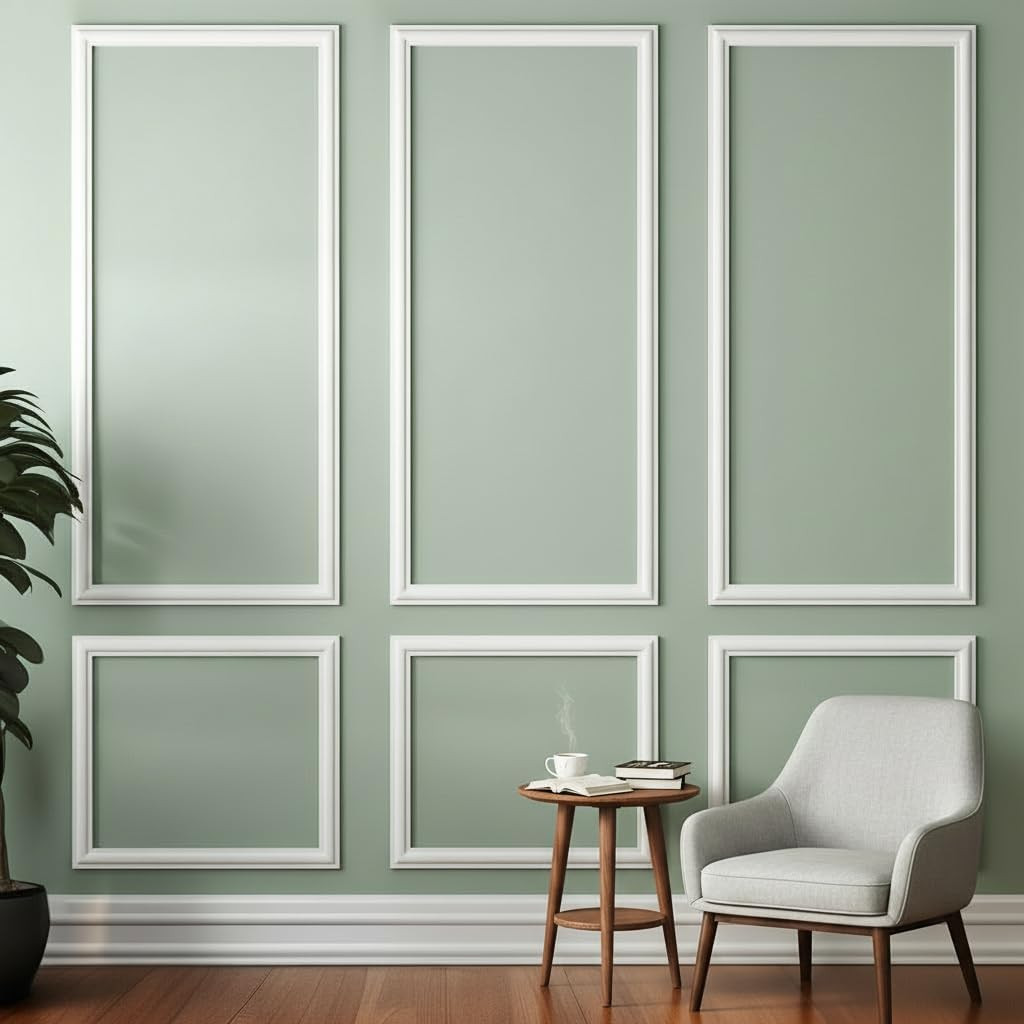 Peel and Stick Wainscoting Kit – 6 Frame Wall Molding Panels for Easy Decor