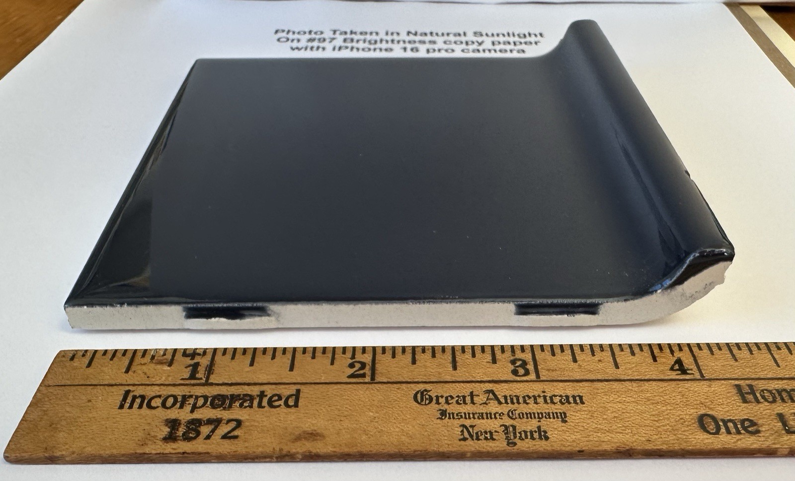 1 pc. Kohler Navy Blue: 4-1/4″ Glossy Ceramic Cove-Base Tile, Flat-Top, NEW