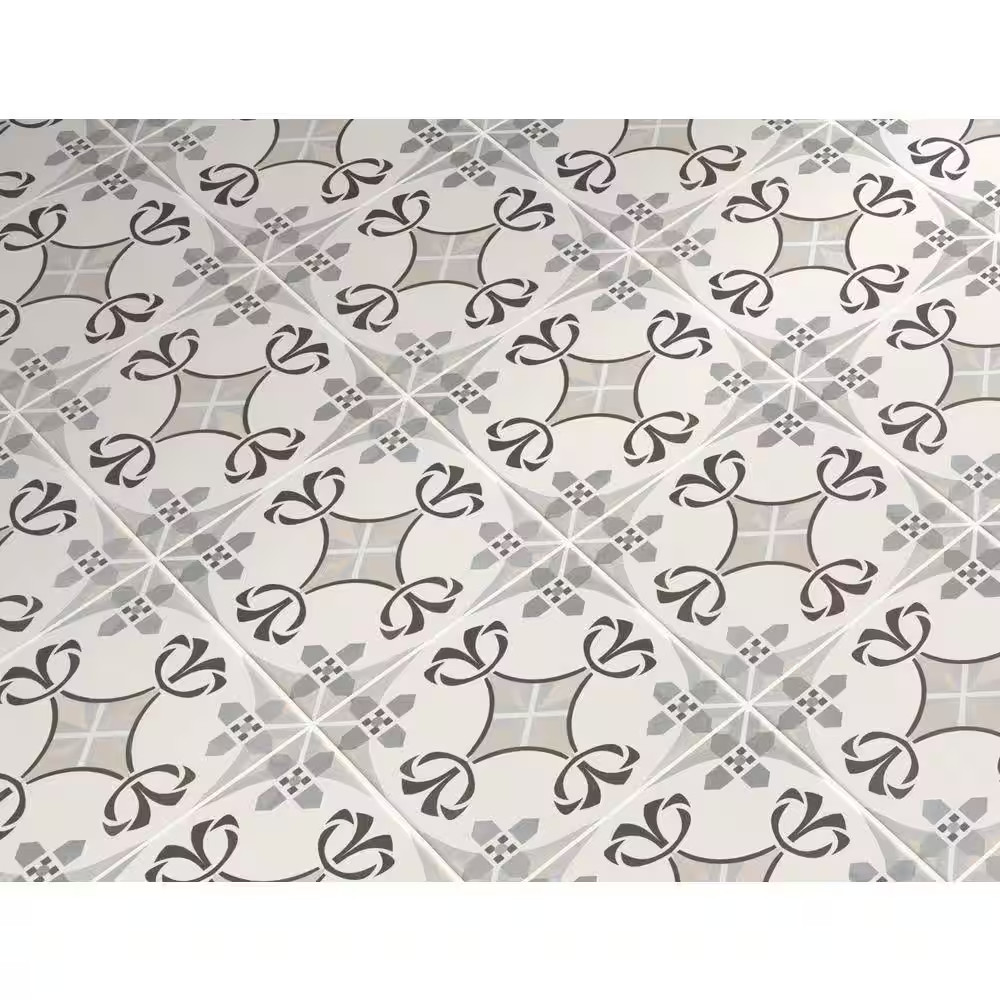 Istanelle Ankara Grey 8 In. Encaustic Patterned Matte Porcelain Wall and Floor T
